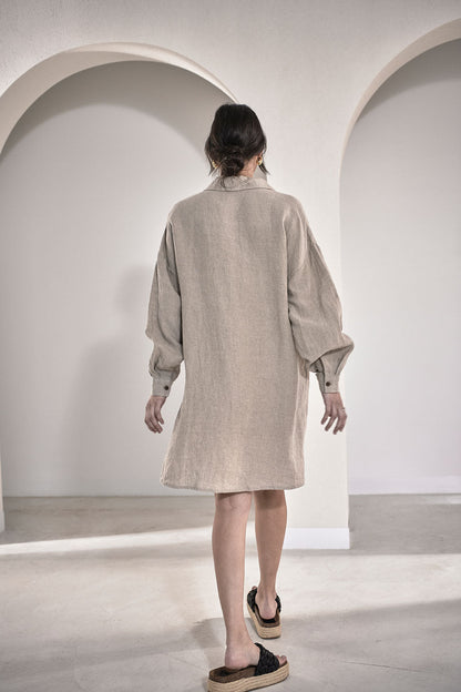 Linen Shift Dress - Natural  - Eadie Lifestyle