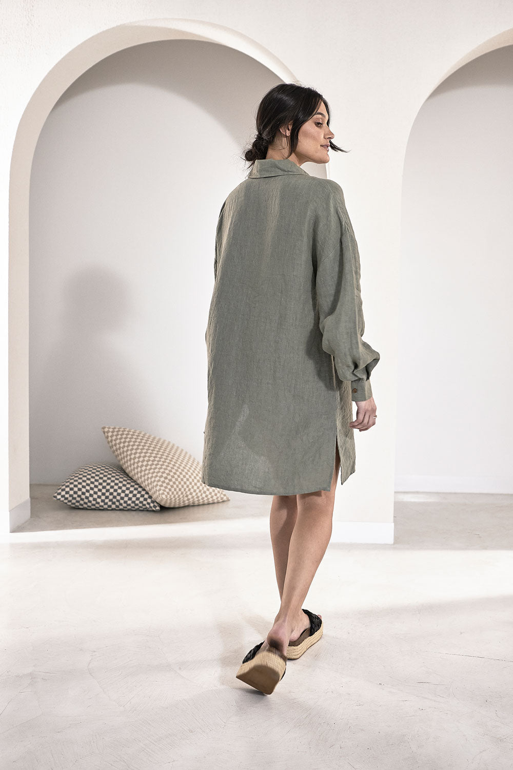 Linen Shift Dress - Pistachio  - Eadie Lifestyle