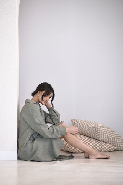 Linen Shirt Dress - Pistachio  - Eadie Lifestyle
