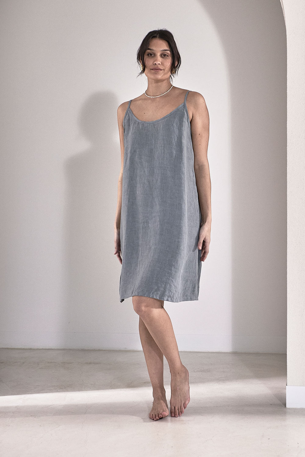 Linen Slip Dress - Blue - Eadie Lifestyle
