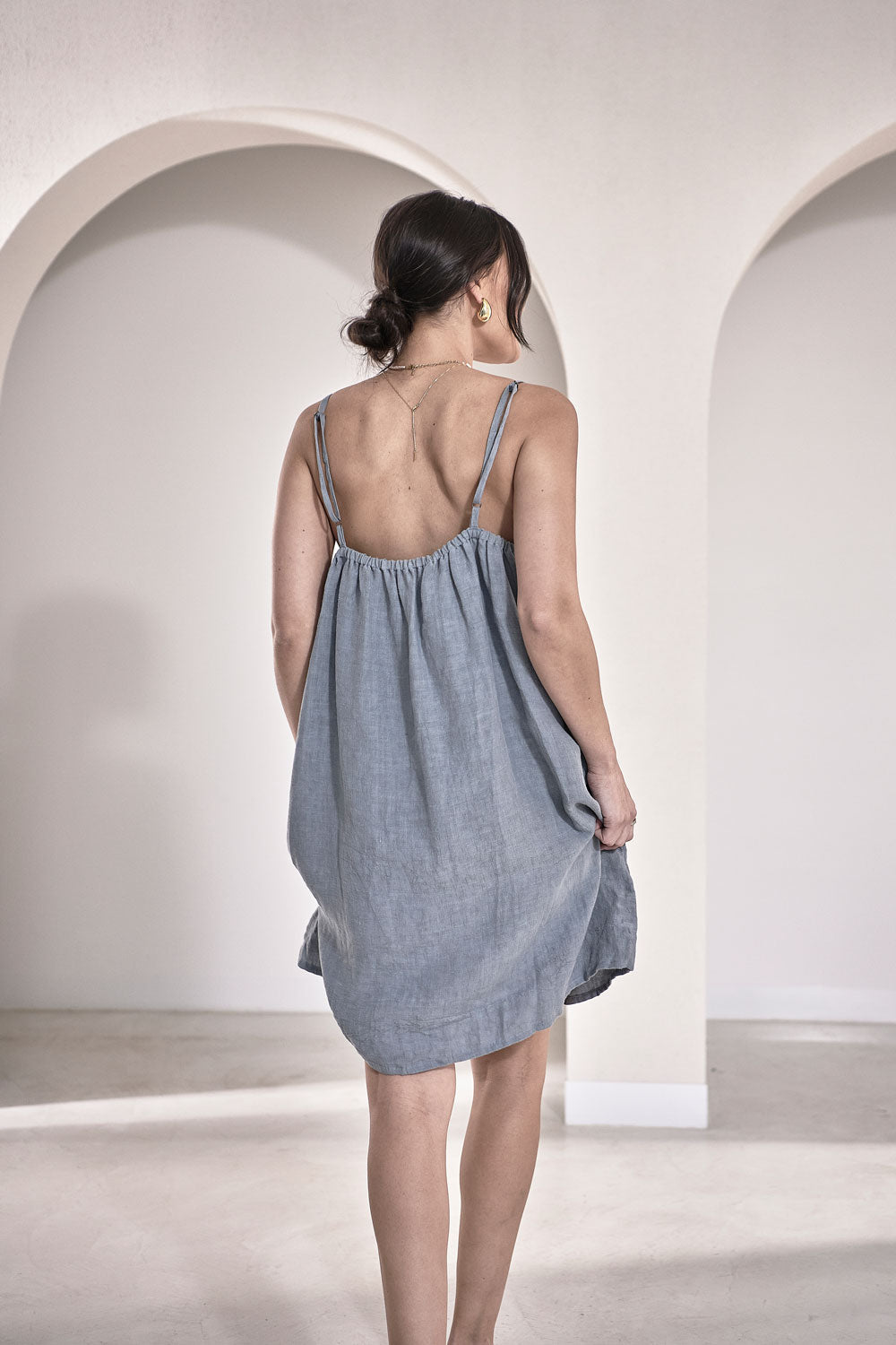 Linen Slip Dress - Blue - Eadie Lifestyle