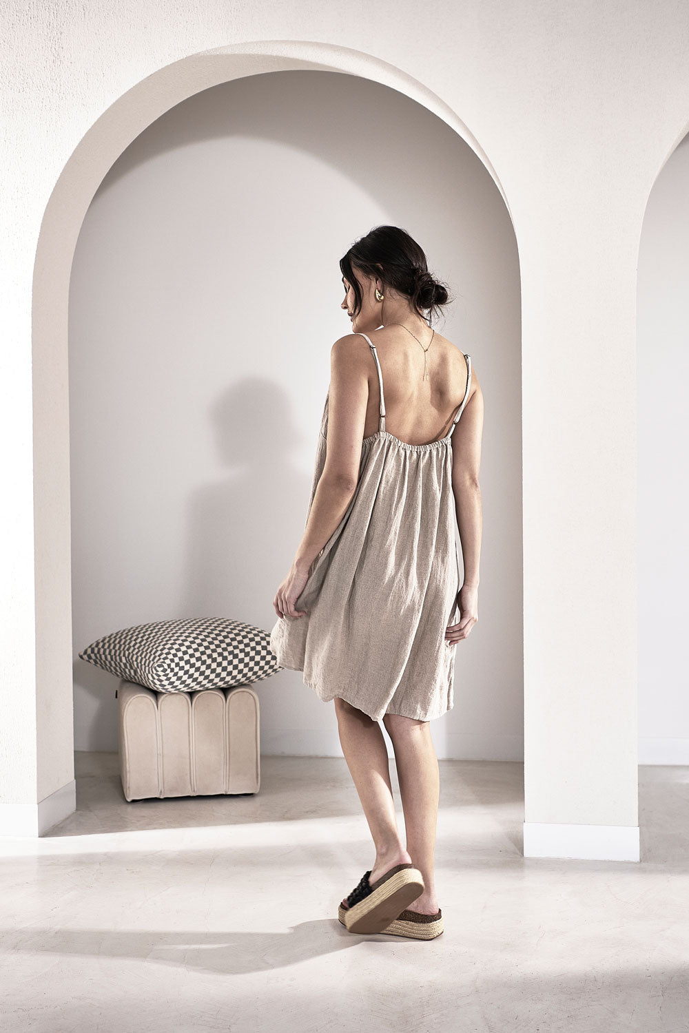 Linen Slip Dress - Natural  - Eadie Lifestyle