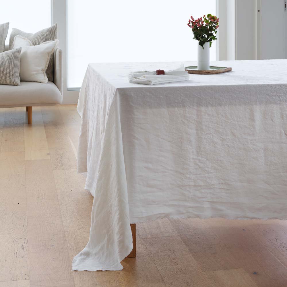 Linen Tablecloth - White - Eadie Lifestyle
