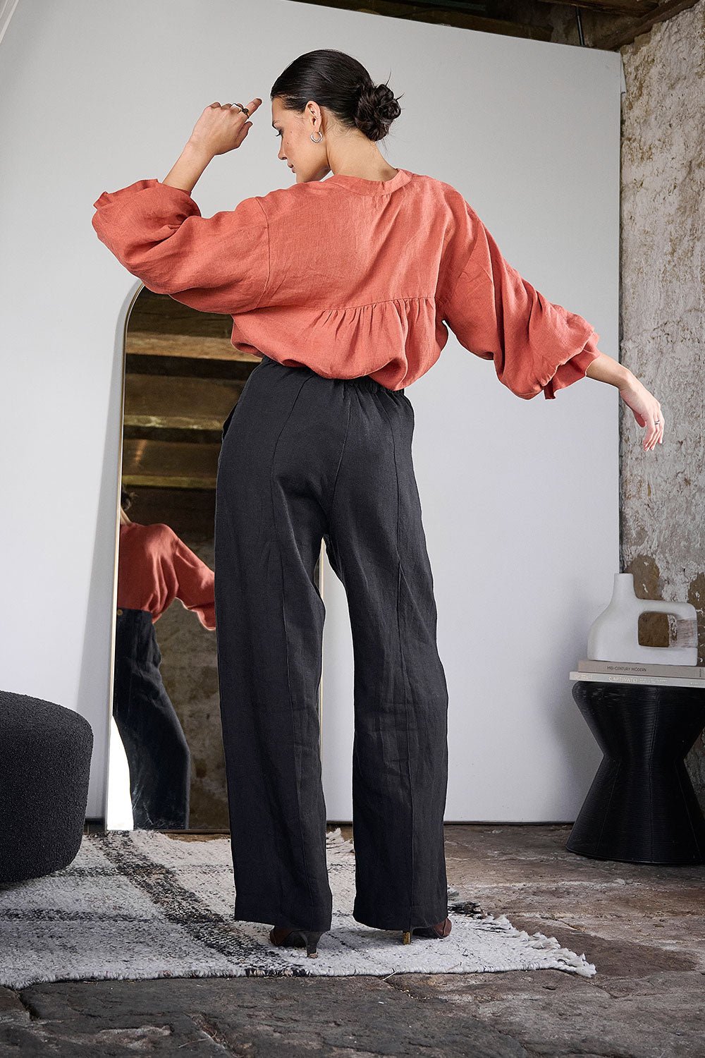 Linen Tailored Pants - Black - Eadie Lifestyle