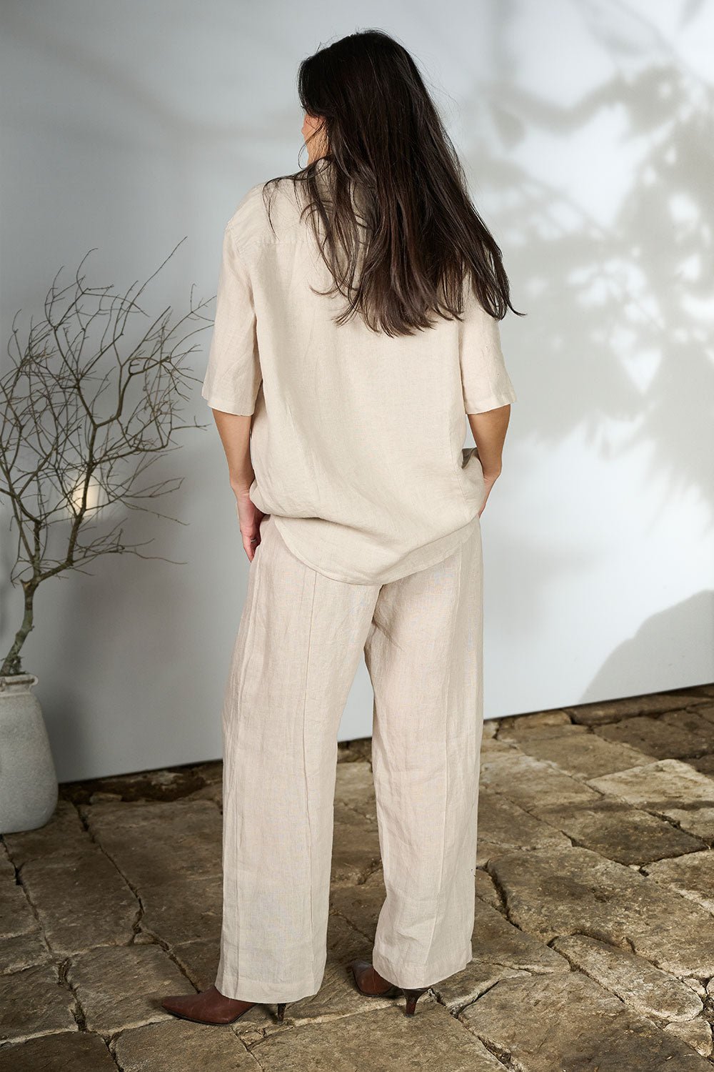 Linen Tailored Pants - Natural - Eadie Lifestyle