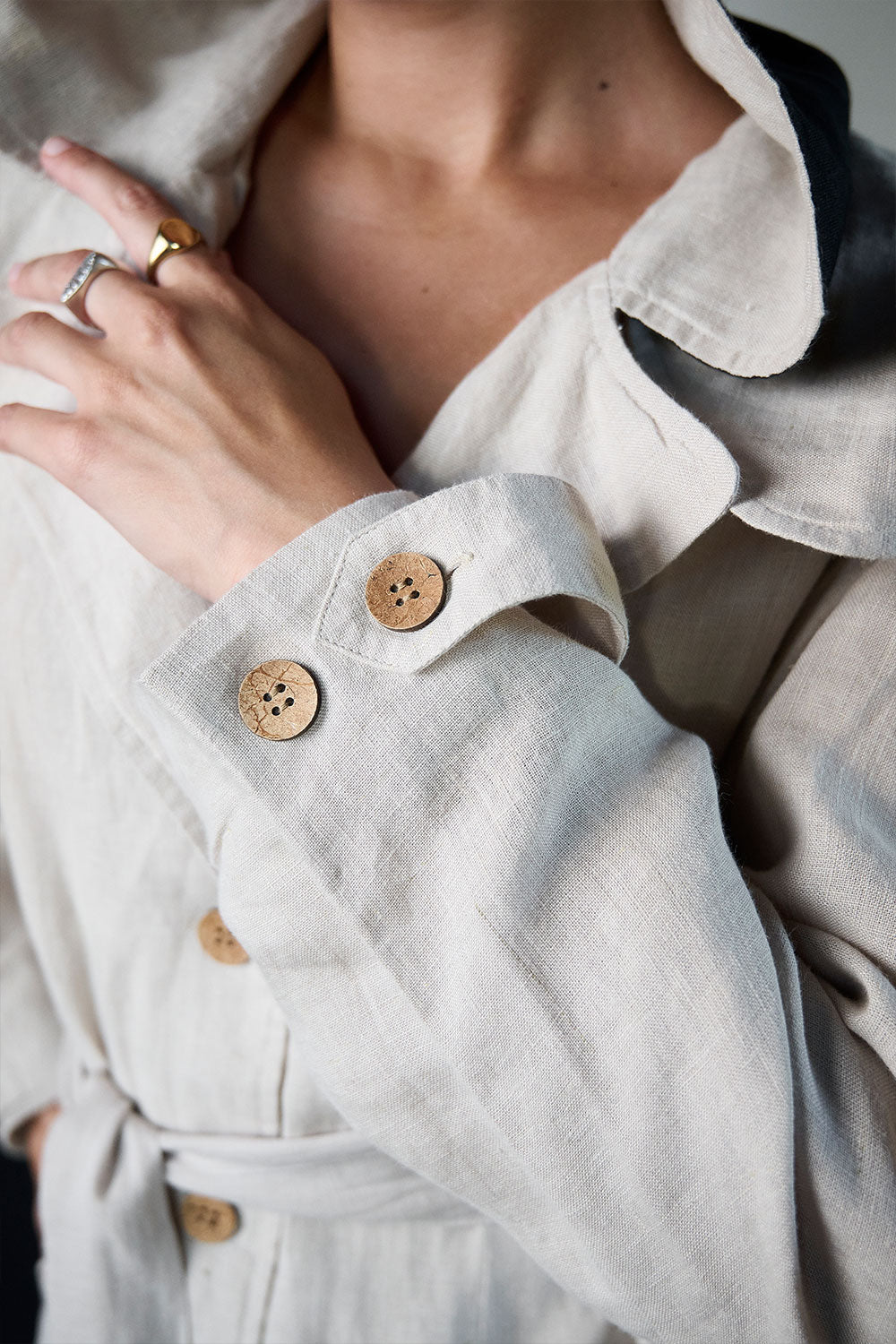 Linen Trench Coat - Natural - Eadie Lifestyle