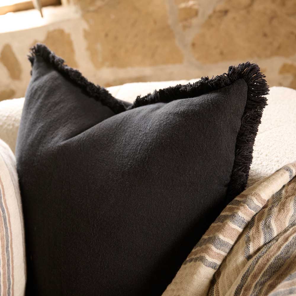 Renzo Black Linen Cushion main image 1