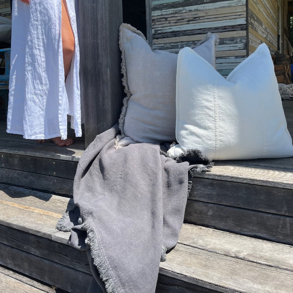 Luca® Boho Linen Cushion - Silver Grey - Eadie Lifestyle