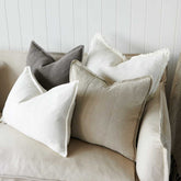 Luca® Boho Linen Cushion - White - Eadie Lifestyle