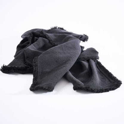 Luca® Boho Linen Throw - Black - Eadie Lifestyle