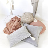 Lynette Boho Velvet Cushion - Silver Grey - Eadie Lifestyle