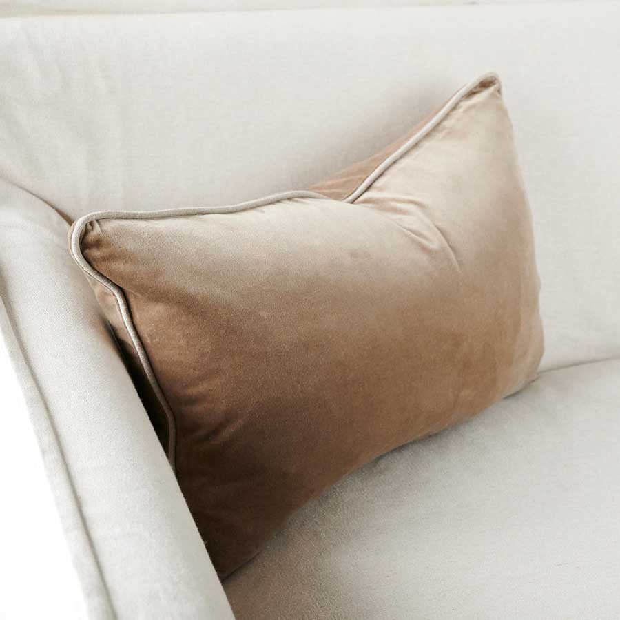 Lynette Velvet Cushion - Natural - Eadie Lifestyle
