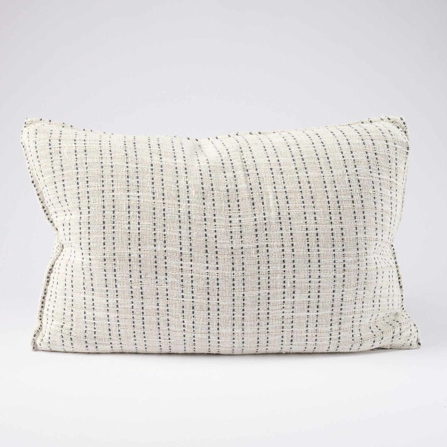 Marcher Linen Cushion - White/Natural/Navy  - Eadie Lifestyle