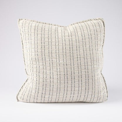 Marcher Linen Cushion - White/Natural/Navy  - Eadie Lifestyle