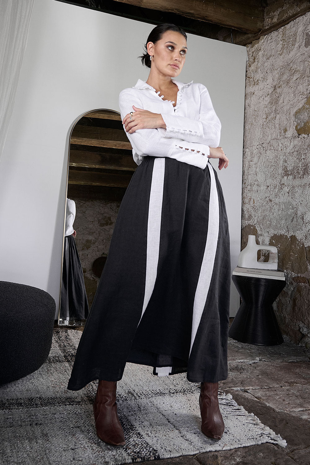 Marco Linen Skirt - Black - Eadie Lifestyle
