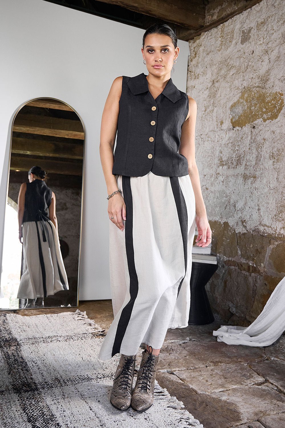 Marco Linen Skirt - Natural - Eadie Lifestyle
