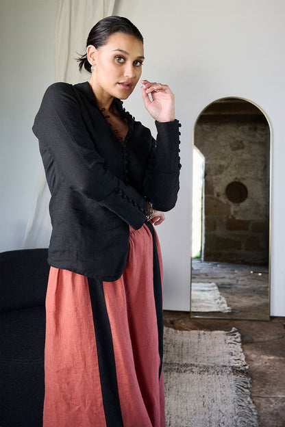 Marco Linen Skirt - Rust - Eadie Lifestyle