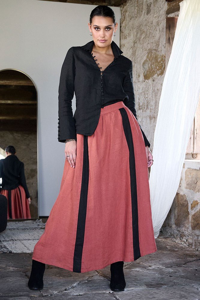 Marco Linen Skirt - Rust - Eadie Lifestyle
