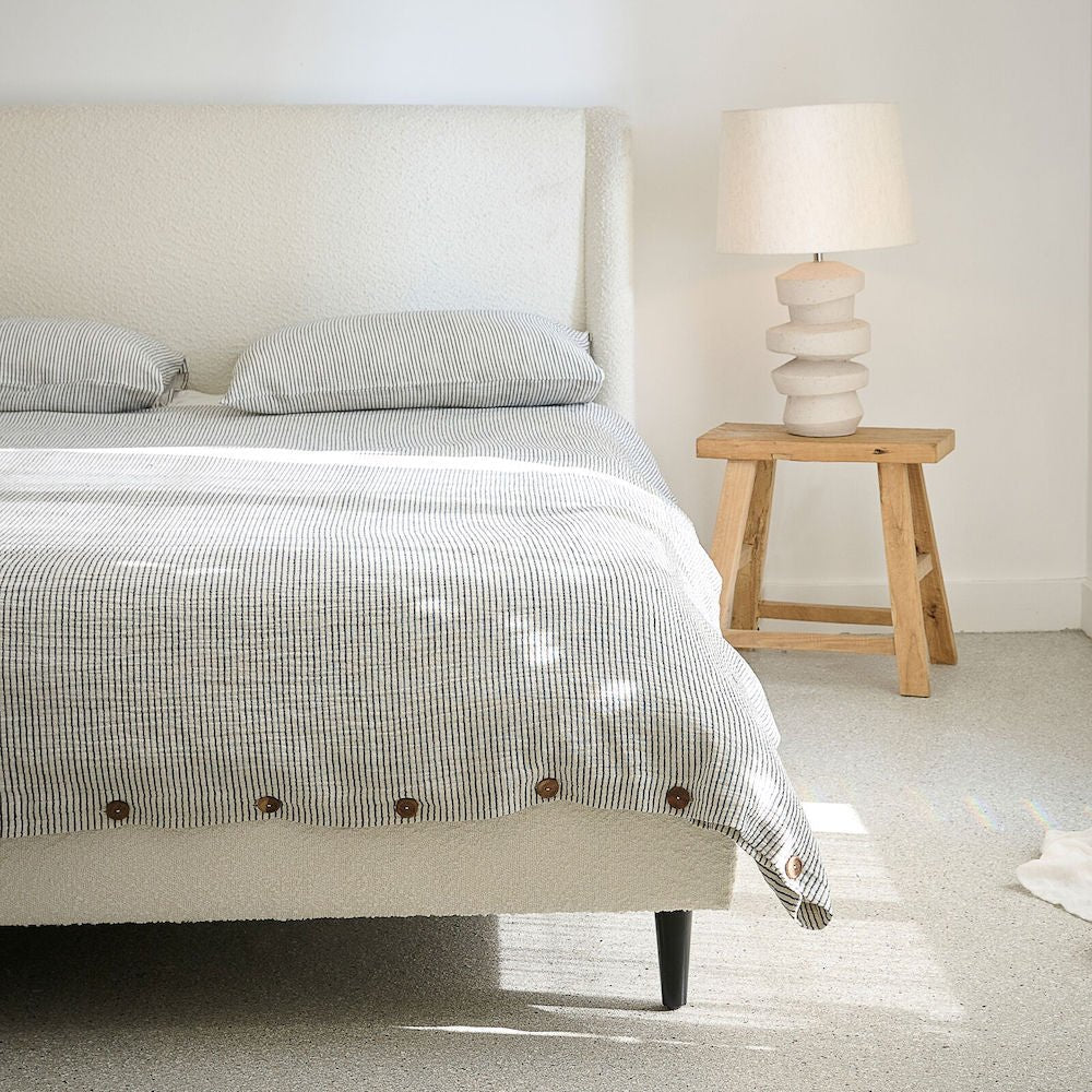 Marina Pillowcase Set - Off White w' Ink Stripe - Eadie Lifestyle