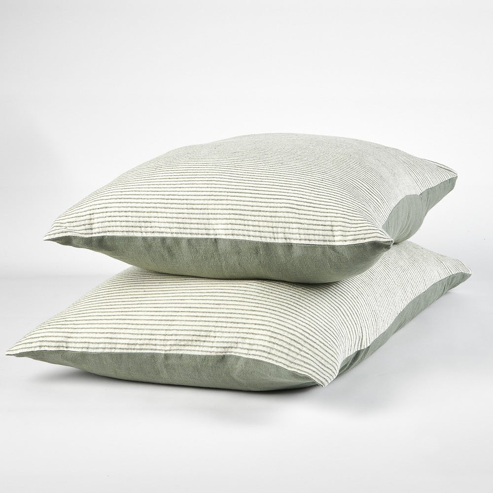 Marina Reversible Pillowcase Set - Pistachio w&