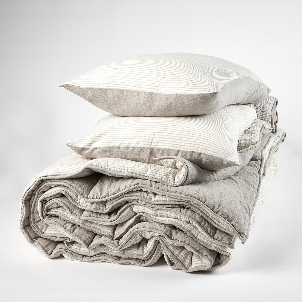 Marina Reversible Pillowcase Set - Silver Grey w&