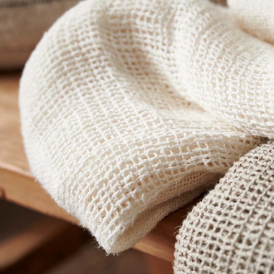 Mayla Hand Woven Linen Bath Towel (Set of 2) - Ivory - Eadie Lifestyle