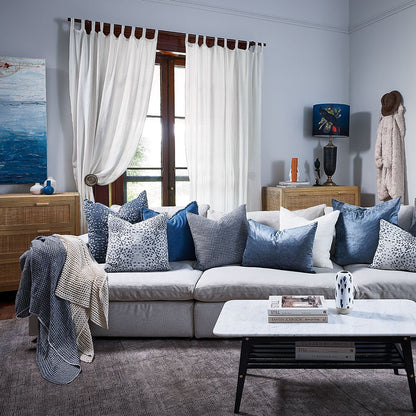 Ordonne Linen Houndstooth Cushion - Navy - Eadie Lifestyle