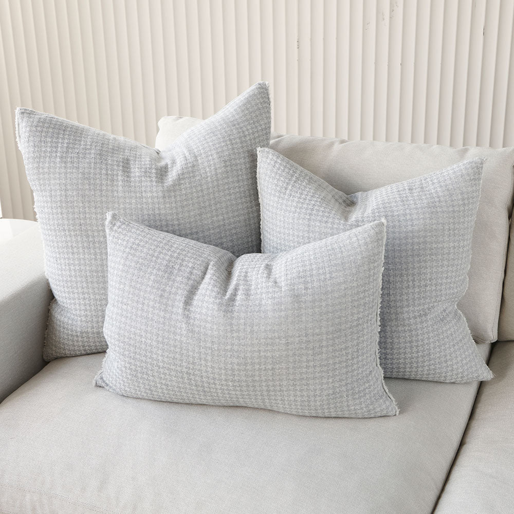Ordonne Linen Houndstooth Cushion - Silver Grey - Eadie Lifestyle