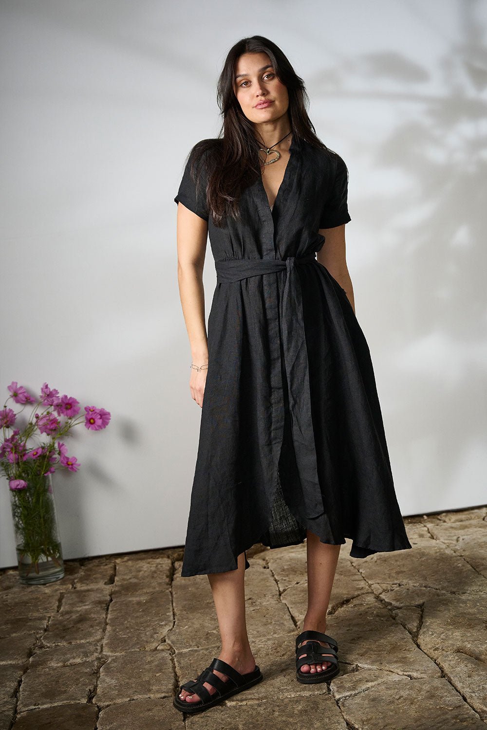 Black Ravello Linen Dress | Eadie Lifestyle