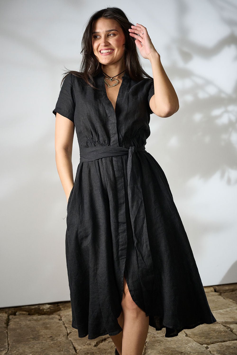 Ravello Linen Dress - Black - Eadie Lifestyle