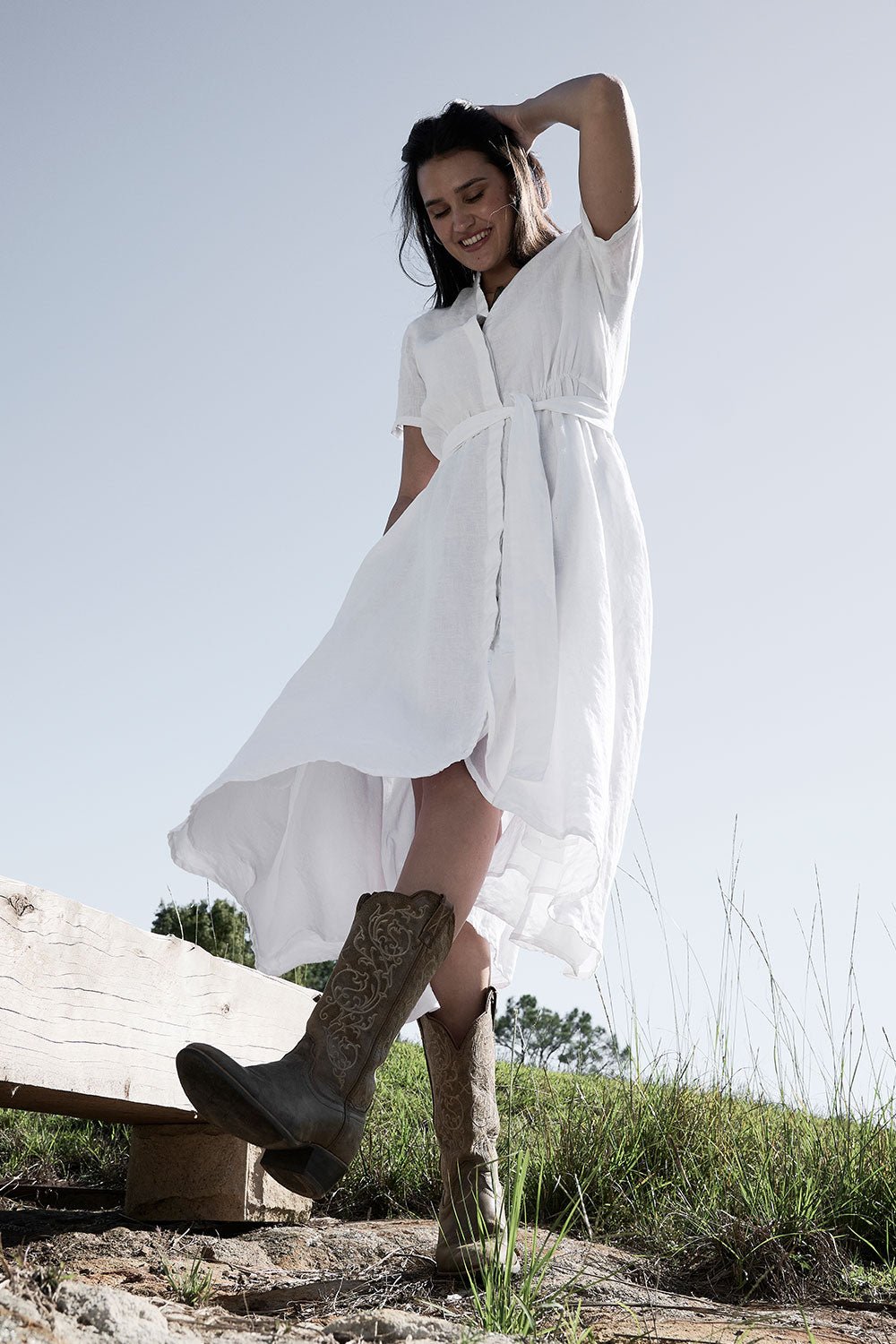 Ravello Linen Dress - White - Eadie Lifestyle