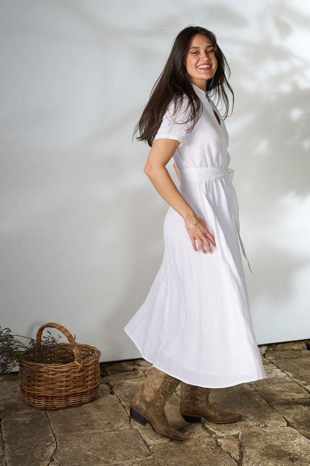 Ravello Linen Dress - White - Eadie Lifestyle