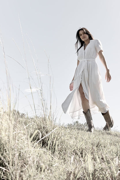 Ravello Linen Dress - White - Eadie Lifestyle