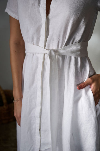 Ravello Linen Dress - White - Eadie Lifestyle