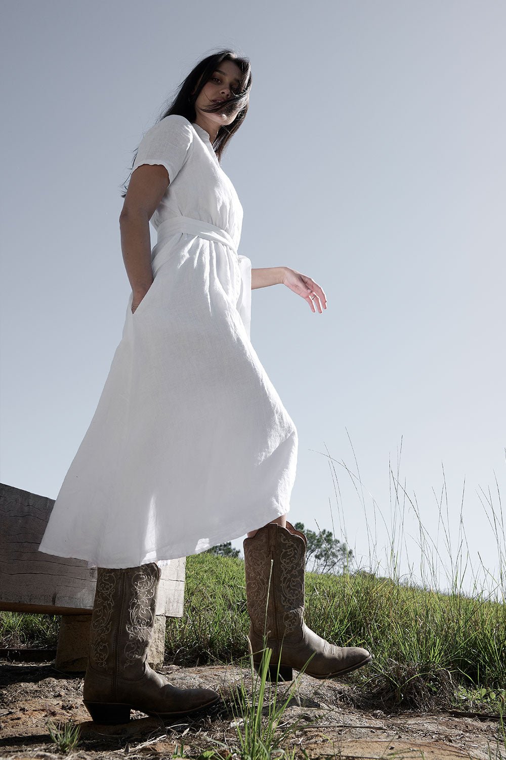 Ravello Linen Dress - White - Eadie Lifestyle