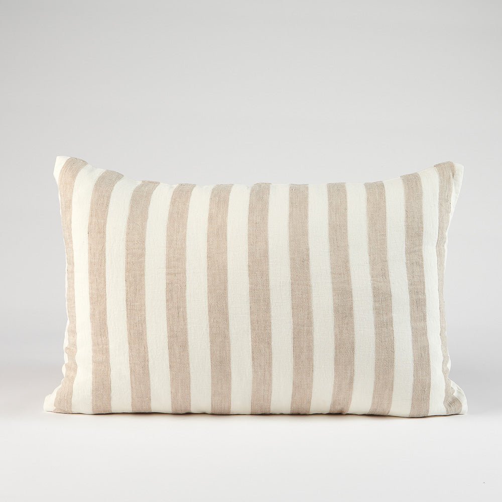 Santi Linen Cushion - White/Natural Stripe - Eadie Lifestyle