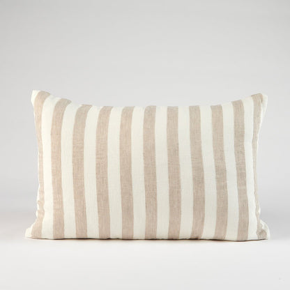 Santi Linen Cushion - White/Natural Stripe - Eadie Lifestyle