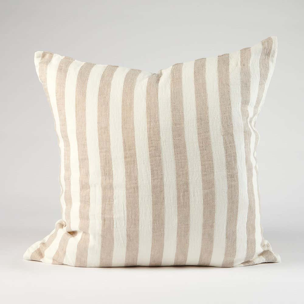 Santi Linen Cushion - White/Natural Stripe - Eadie Lifestyle