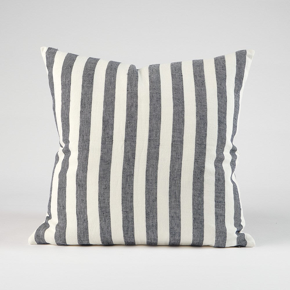 Santi Linen Cushion - White/Navy Stripe - Eadie Lifestyle