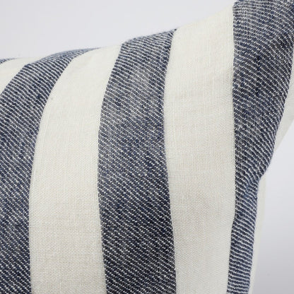 Santi Linen Cushion - White/Navy Stripe - Eadie Lifestyle