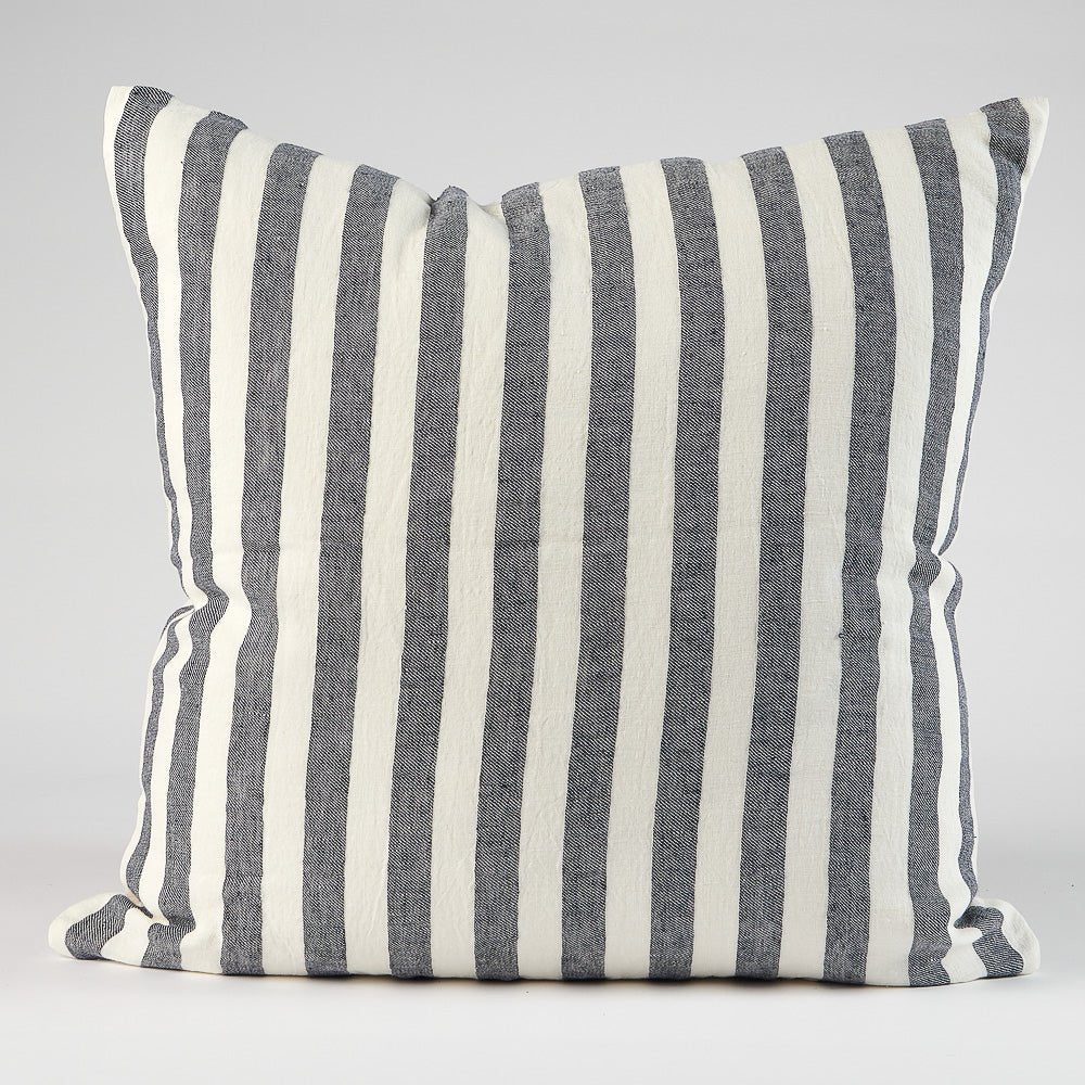 Santi Linen Cushion - White/Navy Stripe - Eadie Lifestyle