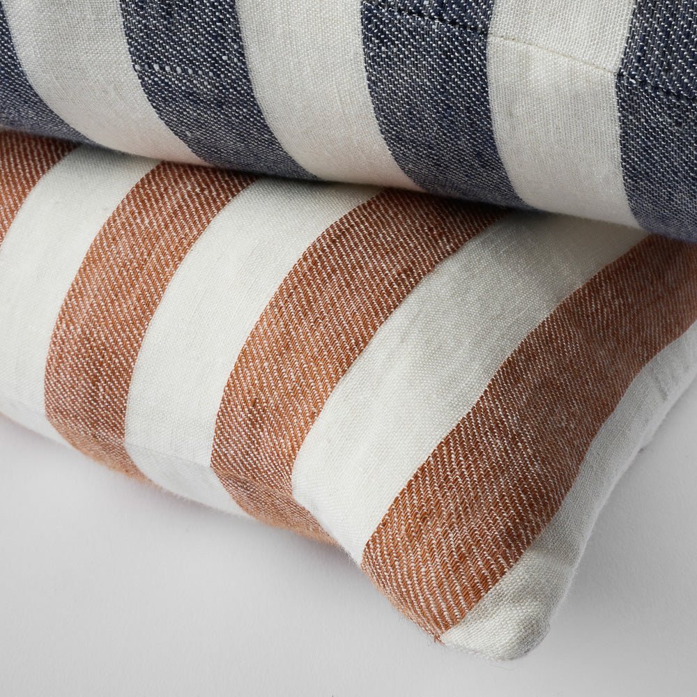 Santi Linen Cushion - White/Nutmeg Stripe - Eadie Lifestyle