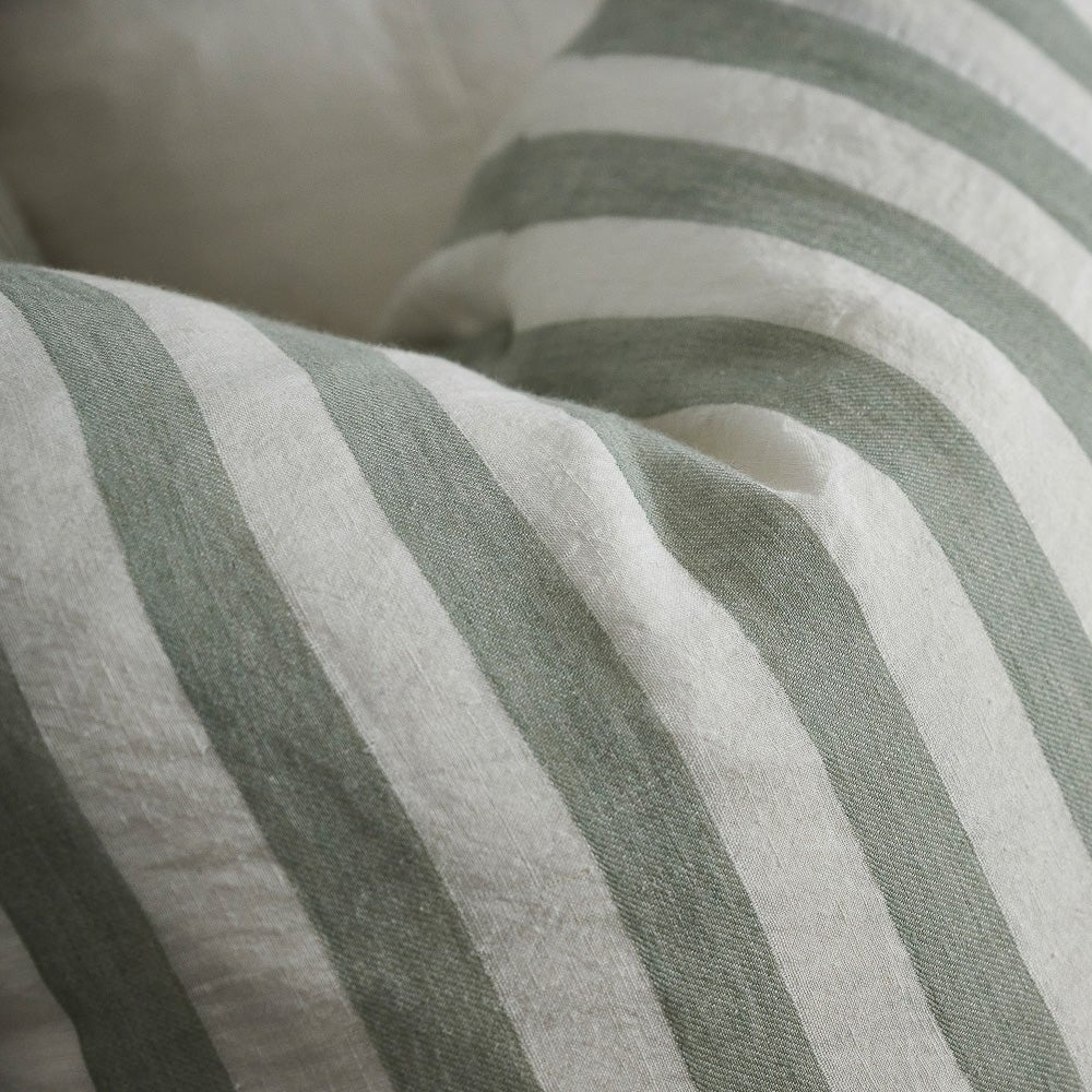 Santi Linen Cushion - White/Pistachio Stripe  - Eadie Lifestyle