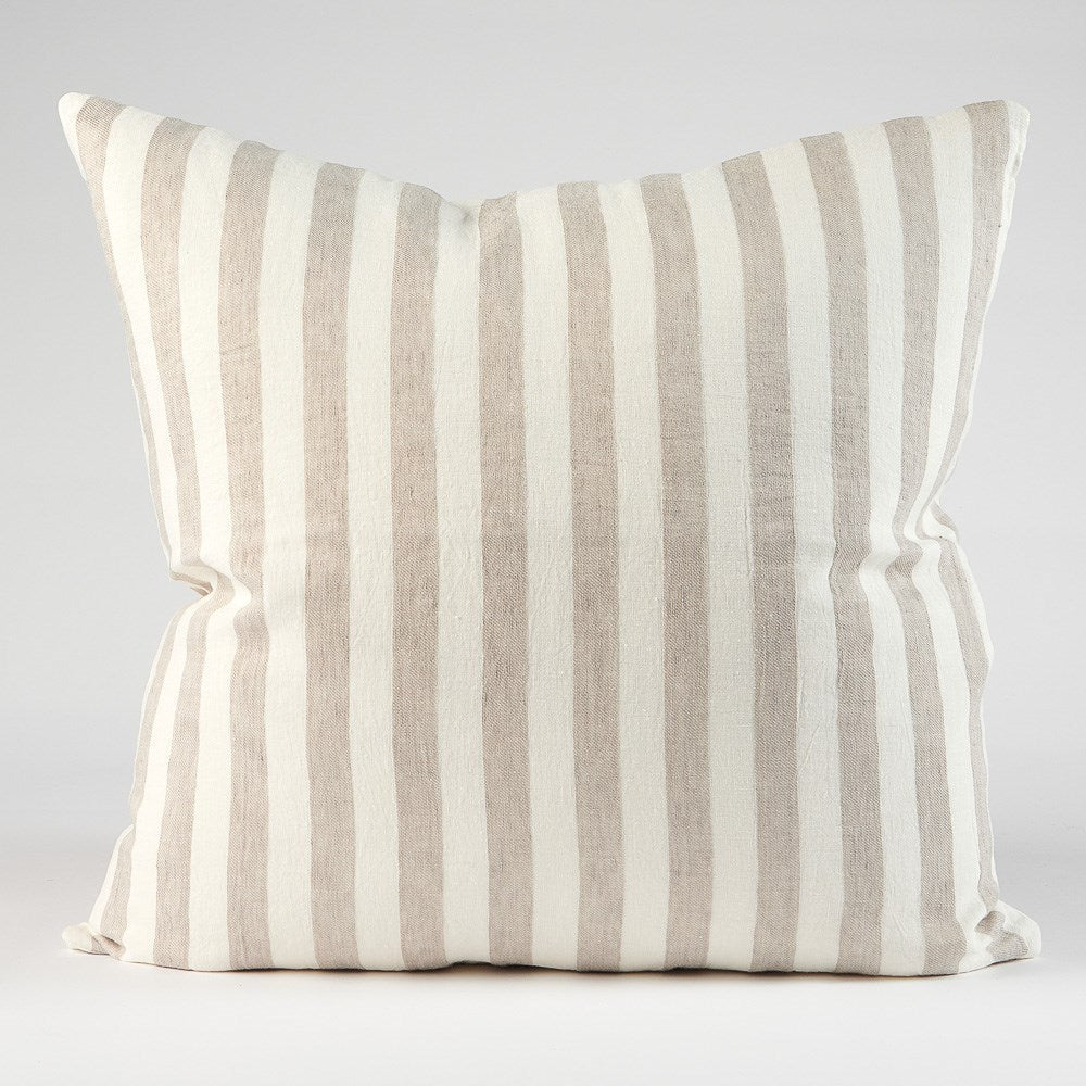 Santi Linen Cushion - White/Silver Stripe - Eadie Lifestyle