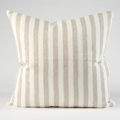 Santi Linen Cushion - White/Silver Stripe - Eadie Lifestyle