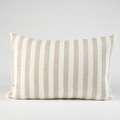 Santi Linen Cushion - White/Silver Stripe - Eadie Lifestyle