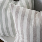 Santi Linen Cushion - White/Silver Stripe - Eadie Lifestyle