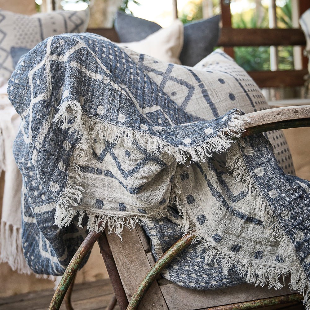 Senza Reversible Throw - Soft Ink/Navy  - Eadie Lifestyle