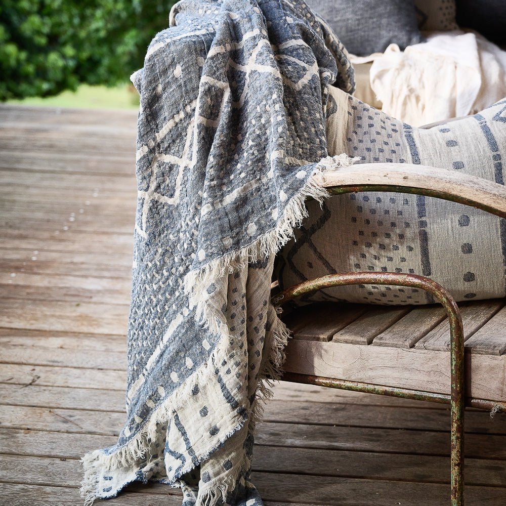 Senza Reversible Throw - Soft Ink/Navy  - Eadie Lifestyle