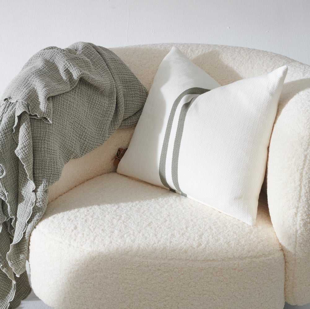 Simpatico Cushion - White/Khaki - Eadie Lifestyle